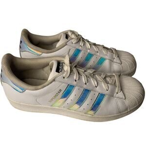 Adidas Low Superstar Women's Size 6.5 J White Iridescent Hologram AQ6278
